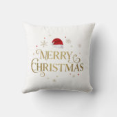 Elegant Merry Christmas Gold & Red Design クッション (裏面)