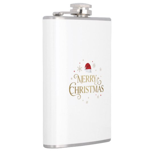 Elegant Merry Christmas Gold & Red Design フラスク (右)