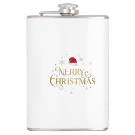 Elegant Merry Christmas Gold & Red Design フラスク