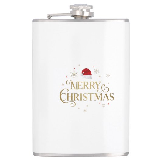 Elegant Merry Christmas Gold & Red Design フラスク (正面)