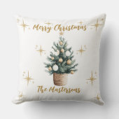 Elegant Merry Christmas Gold Stars クッション (正面)