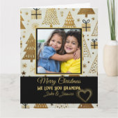 Elegant Merry Christmas Grandpa Black and Gold  カード (正面)