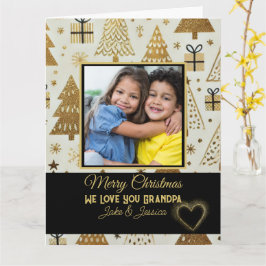 Elegant Merry Christmas Grandpa Black and Gold  カード