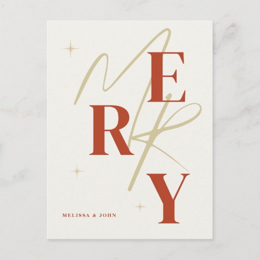 Elegant Merry Christmas Greeting Card ポストカード (正面)