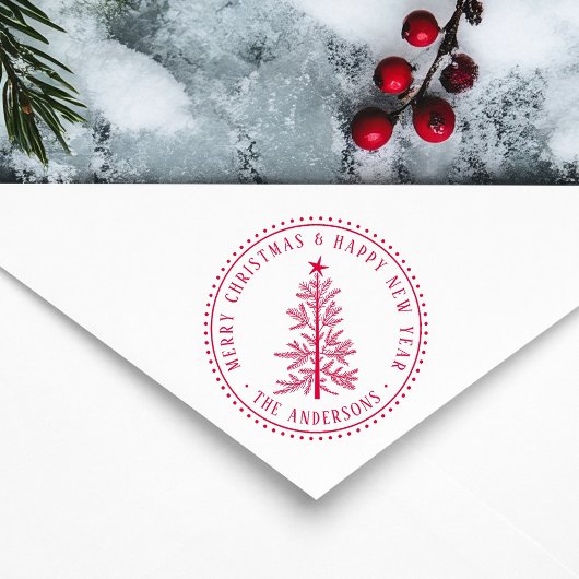 Elegant Merry Christmas & Happy New Year  ラバースタンプ