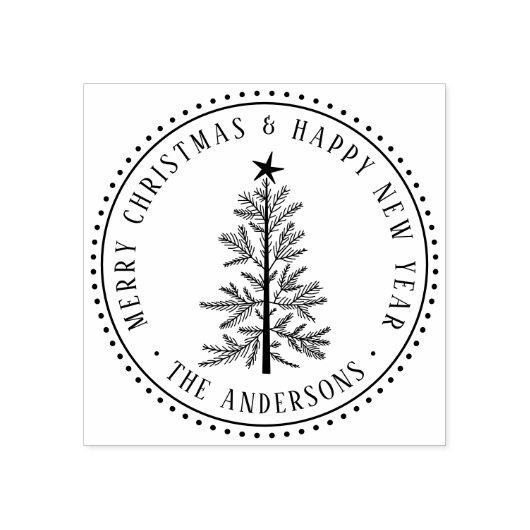 Elegant Merry Christmas & Happy New Year  ラバースタンプ (インプリント)