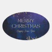 Elegant Merry Christmas & Happy New Year Sticker 楕円形シール (正面)