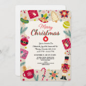 Elegant Merry Christmas Holiday Greeting Card 招待状 (正面/裏面)