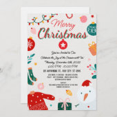 Elegant Merry Christmas Holiday Greeting Card 招待状 (正面/裏面)