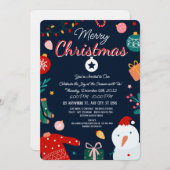 Elegant Merry Christmas Holiday Greeting Card 招待状 (正面/裏面)