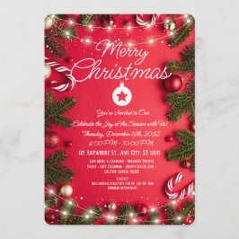 Elegant Merry Christmas Holiday Greeting Card 招待状