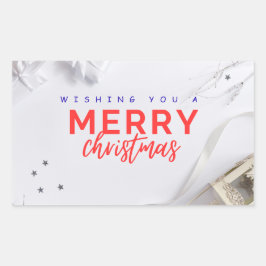 Elegant Merry Christmas Holiday Greeting Sticker 長方形シール