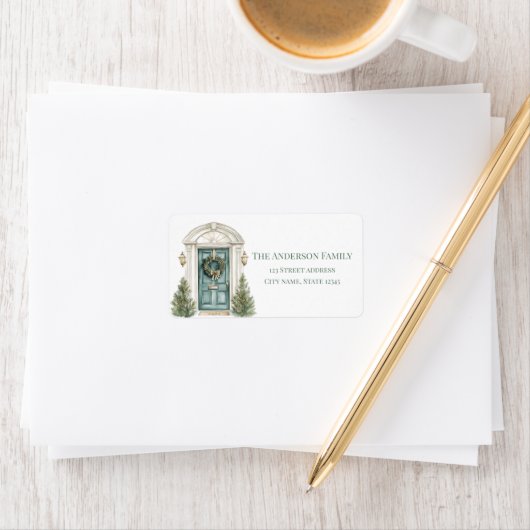 Elegant Merry Christmas Holiday Tree ラベル (インサイチュ)