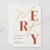 Elegant Merry Christmas Invitation Typography 招待状 (正面)