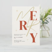 Elegant Merry Christmas Invitation Typography 招待状 (スタンド正面)