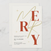 Elegant Merry Christmas Invitation Typography 招待状 (正面/裏面)