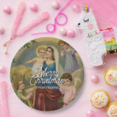 Elegant Merry Christmas Nativity Design ペーパープレート (パーティー)