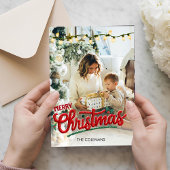 Elegant Merry Christmas one photo personalized シーズンカード