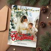 Elegant Merry Christmas one photo personalized シーズンカード
