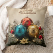 Elegant Merry Christmas Ornament Pillow クッション (ブランケット)
