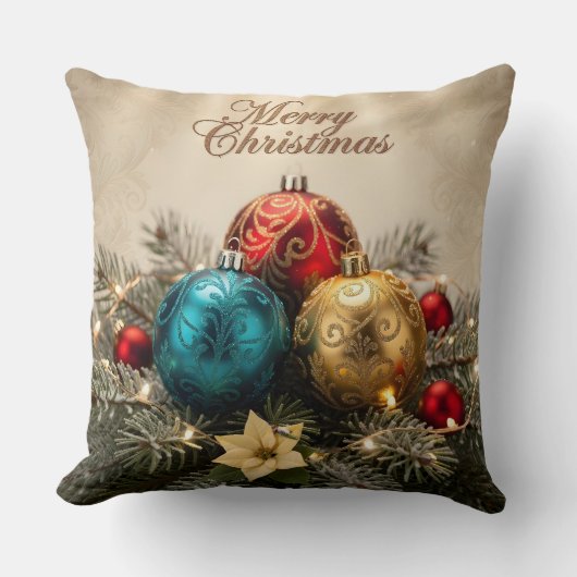 Elegant Merry Christmas Ornament Pillow クッション (正面)