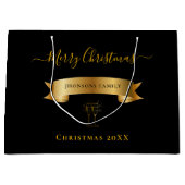 Elegant Merry Christmas Personalized Gift Bag ラージペーパーバッグ (正面)