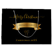 Elegant Merry Christmas Personalized Gift Bag ラージペーパーバッグ (裏面)
