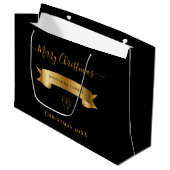 Elegant Merry Christmas Personalized Gift Bag ラージペーパーバッグ (正面アングル)