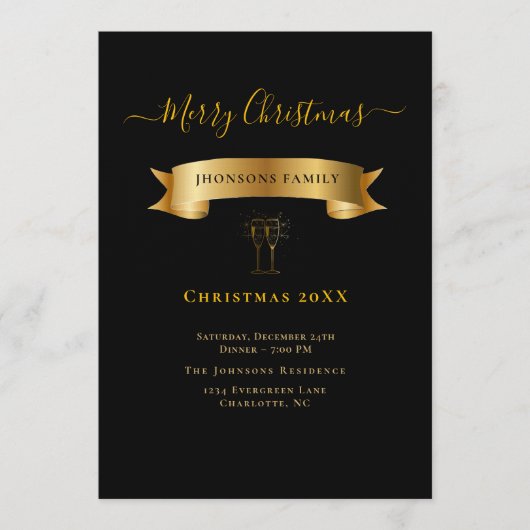 Elegant Merry Christmas Personalized Invitation 招待状 (正面)