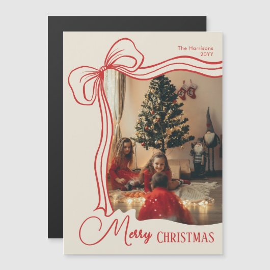 Elegant Merry Christmas Photo Magnetic Card (正面/裏面)