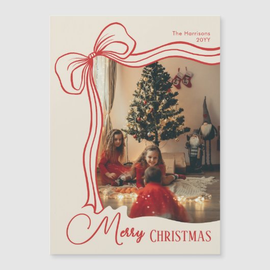 Elegant Merry Christmas Photo Magnetic Card (正面)