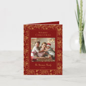 Elegant Merry Christmas Red Faux Gold Photo  シーズンカード (正面)