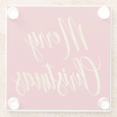 Elegant Merry Christmas Red & Gold Script Simple ガラスコースター (裏面)