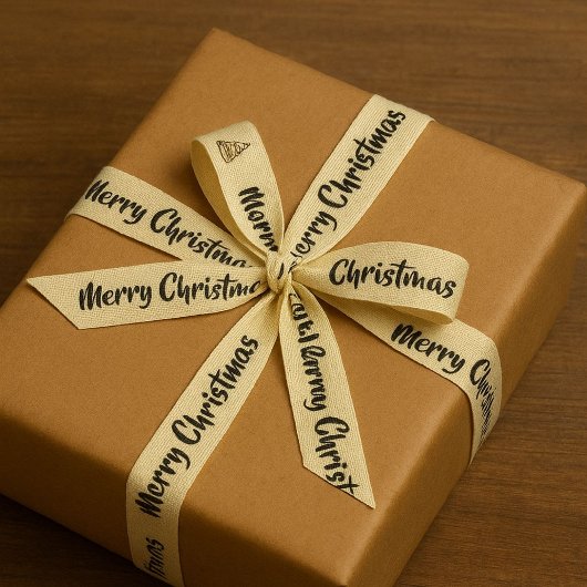 Elegant Merry Christmas Ribbon Roll with Christmas グログランリボン