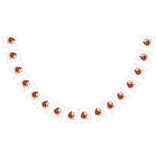 Elegant Merry Christmas Santa Claus バンティングフラッグ (全)