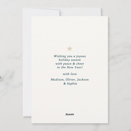 Elegant Merry Christmas Script Botanical Wreath  シーズンカード (裏面)