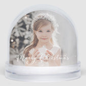 Elegant Merry Christmas Script Photo Snow Globe (正面)