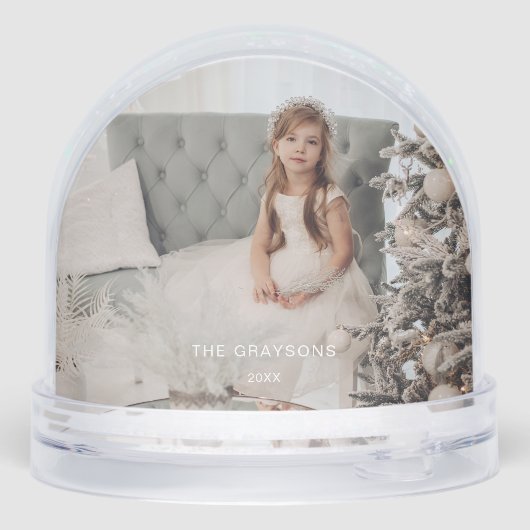 Elegant Merry Christmas Script Photo Snow Globe (裏面)