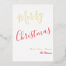 Elegant Merry Christmas Script Red with gold  箔シーズンカード