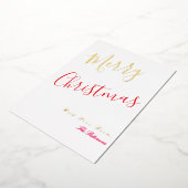 Elegant Merry Christmas Script Red with gold  箔シーズンカード (回転した状態)