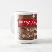 Elegant Merry Christmas Script White Snowflakes コーヒーマグカップ (正面左)
