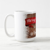 Elegant Merry Christmas Script White Snowflakes コーヒーマグカップ (左)