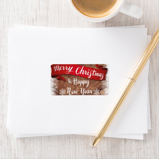 Elegant Merry Christmas Script White Snowflakes ラベル (インサイチュ)