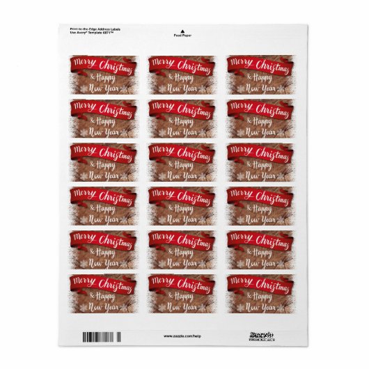 Elegant Merry Christmas Script White Snowflakes ラベル (フルシート)