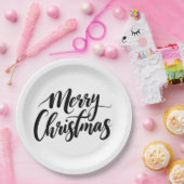 Elegant Merry Christmas Text Paper Plates ペーパープレート (パーティー)