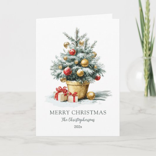 Elegant Merry Christmas Tree Card シーズンカード (正面)