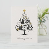 Elegant “Merry Christmas” Typography Tree Business シーズンカード (スタンド正面)