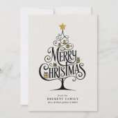 Elegant “Merry Christmas” Typography Tree Family シーズンカード (正面)