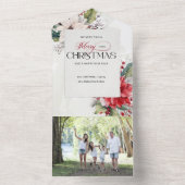 Elegant Merry Christmas Watercolor Botanical  オールインワン招待状 (内側)