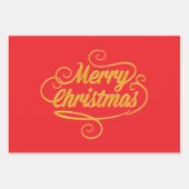 Elegant Merry Christmas Wrapping Paper - Red and G ラッピングペーパーシート (正面3)